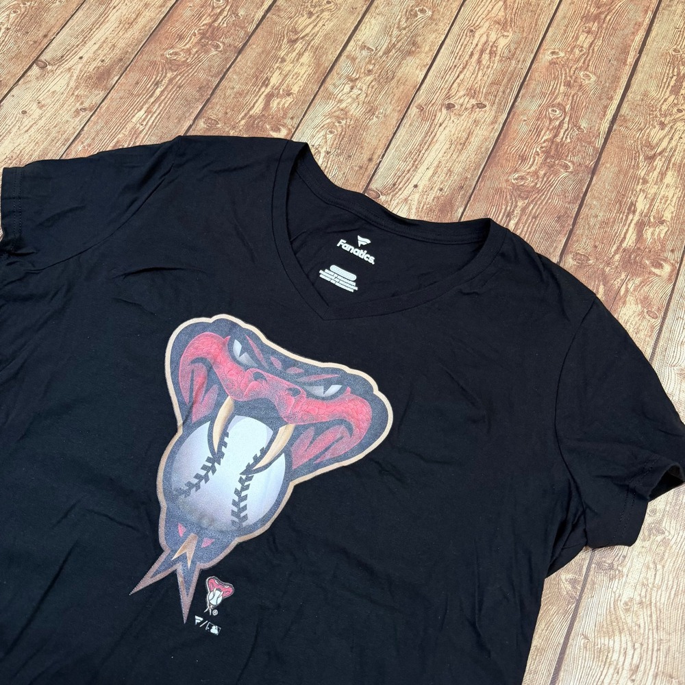 Fanatics Arizona Diamondbacks T Shirt Womens 2XL Black V Neck MLB Logo